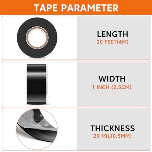20FT Self-Fusing Silicone Tape - Heavy Duty Waterproof Tape for Leaks, Plumbing & Electrical Insulation, Cable Winding & Handle Wrap