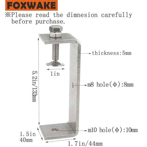 Stainless Steel C Clamps Small 5 Inch for Mounting, Heavy Duty U Clamps for Metal Working, Desk Clamp with Stable Wide Jaw Opening & Protective Pads/I-Beam Design (2pcs)