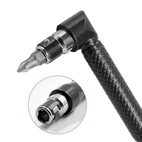90 Degree Drill Attachment - Right Angle Screwdriver Extension,11.6-Inch Flexible Soft Shaft with 10 Interchangeable Bits,Power Drill Accessory Kit(12-Piece)