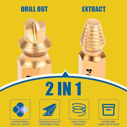 10 PCS Damaged Screw Extractor Set, 6 PCS HSS 6542 Screw Extractor Remover Kit and 4 PCS Twist Drill Bit Kit for Stripped Screws & Drill Bit Tools, Gifts for Men