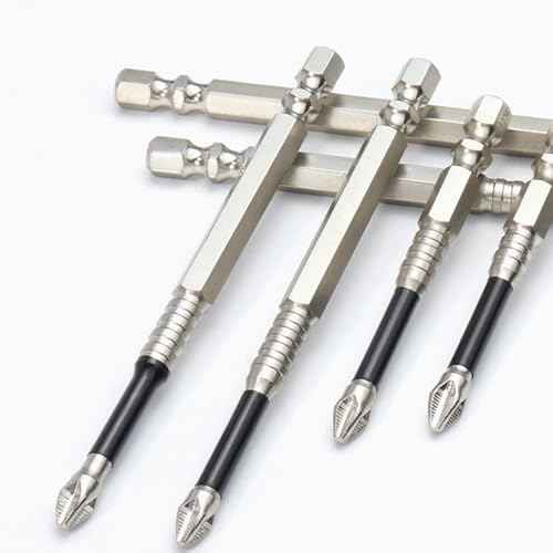PH2 Phillips Bits Set High Magnetic Cross Head Drill Bit Phillips Screwdriver Drill Bit Set Anti-Slip Alloy Steel 1/4 Hex Shank Impact Bits 6 Pack