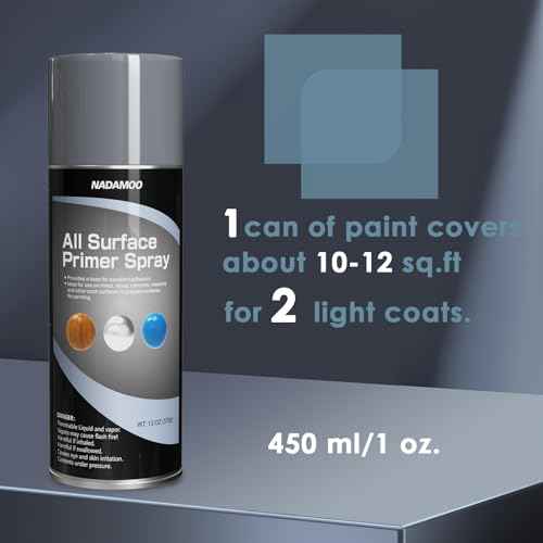 NADAMOO All Surface Primer Spray, One-Part Epoxy Primer Matte Gray, 4 Cans, Enhance Adhesion for Multi Surface - Porcelain, Glass, Metal, Plastic, Wood