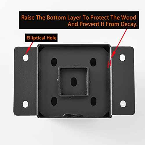 4x4 Post Base, Post Brackets(Inner Size 3.6"x3.6")£¬Black Powder Coated Heavy Thick Steel Fence Post Anchor for Deck Porch Handrail Railing Fence Plate Pergola Support(6 PCS)¡¦¡¦