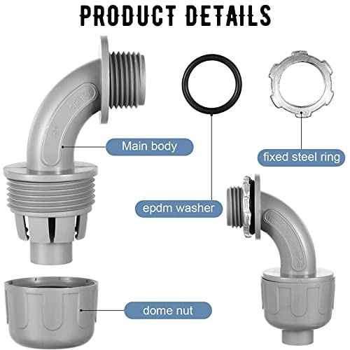 Yaomiao 50 Pcs 1/2 Inch Liquid Tight Connector PVC Electrical Conduit Fittings Straight 90 Degree Flexible Conduit Connector for Home Bathroom Tube Tool Supplies, Grey(50 Pcs)