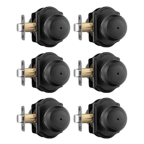 goldenwarm Matte Black Door Knobs Interior, Privacy Door Knob for Bedroom & Bathroom, Black Interior Door Knobs 6 Pack