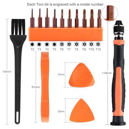 NEBURORA 10 in 1 Interchangeable Magnetic Torx Screwdriver Set - T2 T3 T4 T5 T6 T7 T8 T9 T10 T15 Bits, Security Screwdriver for Phones, Mac, Computers, Xbox, PS4