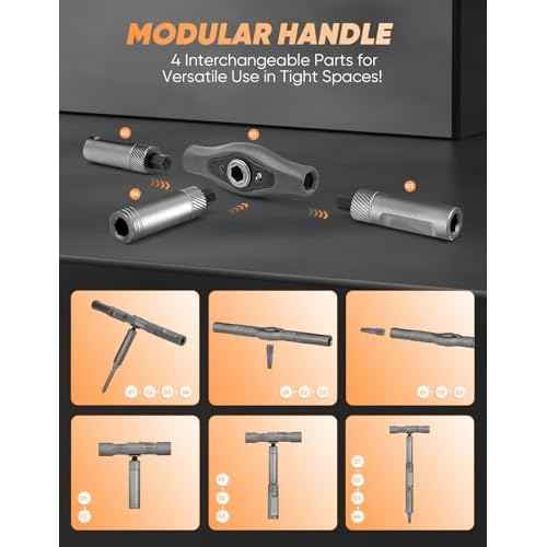 42 in 1 Magnetic Screwdriver Set, Ratcheting Screwdriver Kit,Detachable Multi-Functional Handle & 40pcs in Storage Case for Electronics, Furniture, DIY& Holiday Gifts (Orange)