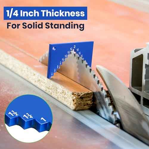 Dreyoo Table Saw Height Gauge, Aluminum Height Gauge Saw for Router Table, Precision Woodworking Measuring Tools Setup Cutting Blade from 1/8 to 2 Inch, 1/4" Thick for Solid Standing(Blue)