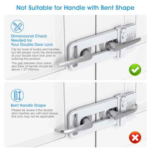 AST Double Door Security Lock, French Door Lockout Device with Keys, Reinforcement Lock for Knobset and Handleset, Prevent Kick Ins, Childproof, Kids Proof Barricade (White with Snib and Cylinder)