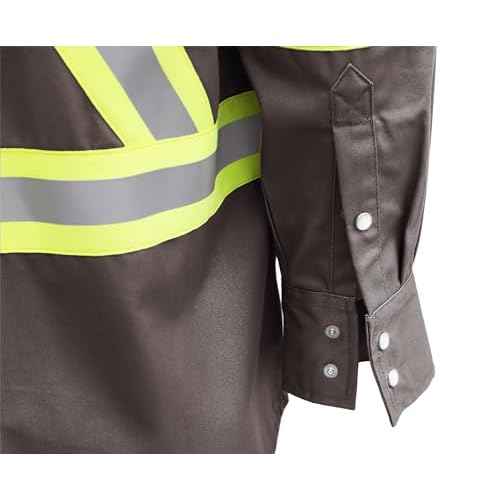 BOCOMAL FR Shirts High Visibility/Hi Vis Flame Resistant/Fire Retardant Shirt 7.5oz Men's Reflective Shirts