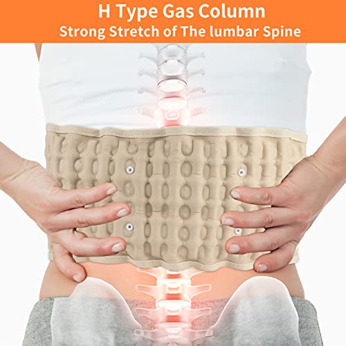 Decompression Back Belt Inflatable Lower Back Brace for Lower Back Pain Relief Lumbar Traction Device with Hand Pump, One Size Fits 29-49 Waist