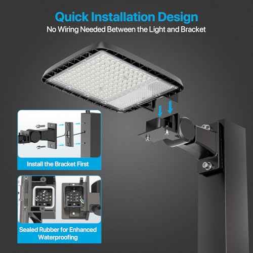 LED Parking Lot Light, 150W LED Barn Light with Dusk to Dawn Photocell, 5000K Daylight, IP65 Waterproof, Adjustable Arm Mount, AC 120V, Commercial Wall Pack Light for Yard, 1 Pack