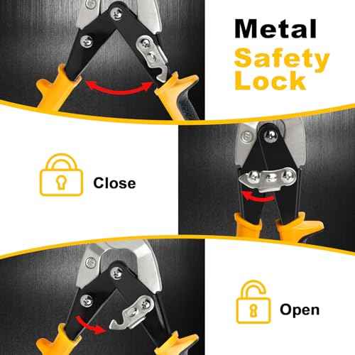 10 Inch Aviation Tin Snips, Heavy Duty Metal Cutter Shears for Cutting Sheet Metal, Straight Cut, Chrome Vanadium Steel