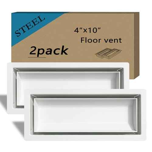 Floor Vents 4x10, Heavy Duty Steel Floor Register, 50% Higher Ventilation Performance Than Others, Sleek Modern Design, Sandtex White Finish, Fits Tile Wood Inserts, Floor Vent Covers for Home Floor