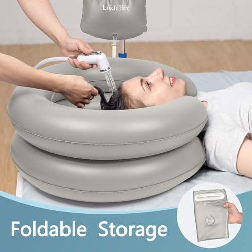 Bedside Shower Water Bag - 2.5 GL Portable Water Shower Bag For Hair Washing In Bed. Use with Inflatable Shampoo Basin, Inflatable Hair Washing Basin, Inflatable Bathtub For Elderly (Grey)