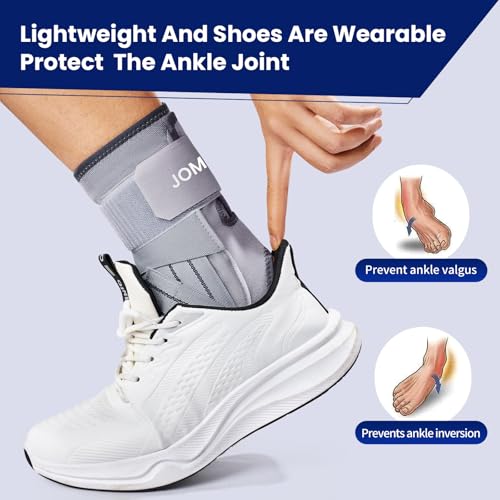Ankle Brace for Women Men, Adjustable Ankle Support with Side Stabilizers for Ankle Sprained, Achilles, Plantar Fasciitis Injury Recovery