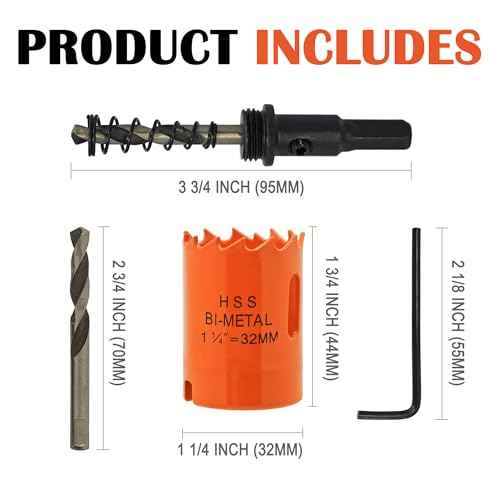 Koopi 1 1/4 inch Hole Saw with Arbor and Drill Bit, 1.25 in M42 Bi-Metal Hole Cutter - Quick & Smooth Cutting for Metal, Wood, Plastic