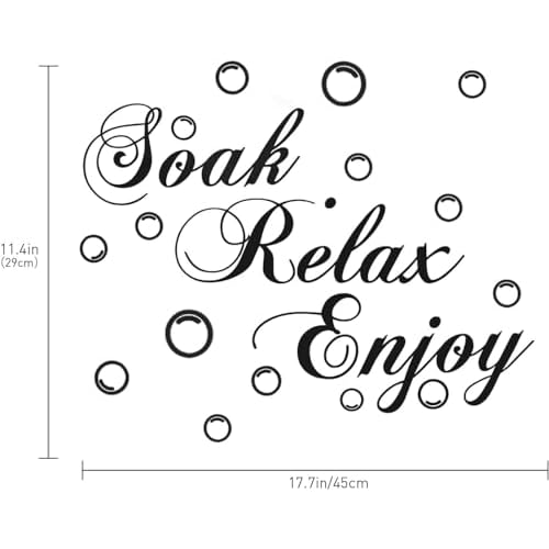Bathroom Wall Decals Soak Relax Enjoy Stickers,Wall Art Decal Quotes Stickers,Beautiful Art Words Decor for Home Bedroom Living Room (17.7x11.4 inch) Wall Stickers for Murals Room Decor