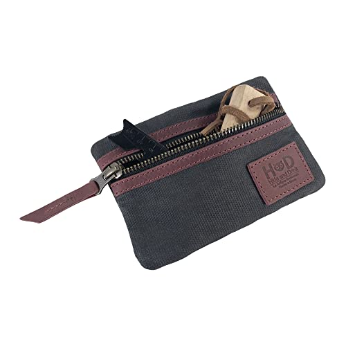 Hide & Drink, Multi-Tool Pocket Pouch, Compact Multipurpose EDC Zippered Bag, Mini Camping Tool Case, Waxed Canvas, Knife Holster, Handmade Slim Organizer