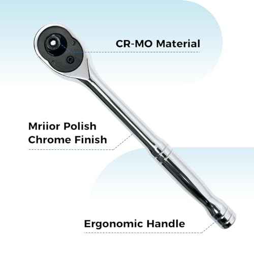 3-Piece Ratchet Set, Quick Release Reversible, 72-Tooth, 1/4", 3/8", 1/2" Drive Ratchet Wrench, 5 Degree Swing, Chrome Alloy Made, Full Polished