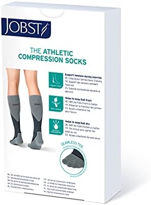 JOBST 7528911 Sport Knee High 15-20 mmHg Compression Socks, Black/Grey, Medium