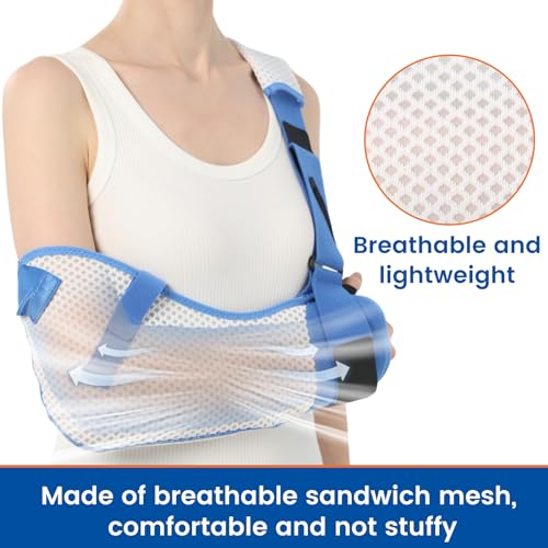 Arm Sling for Shoulder Injury with Waist Strap - Immobilizer Brace Support for Sleeping, Rotator Cuff Surgery (Mesh Version, Right, Medium,28.5-41 inch)