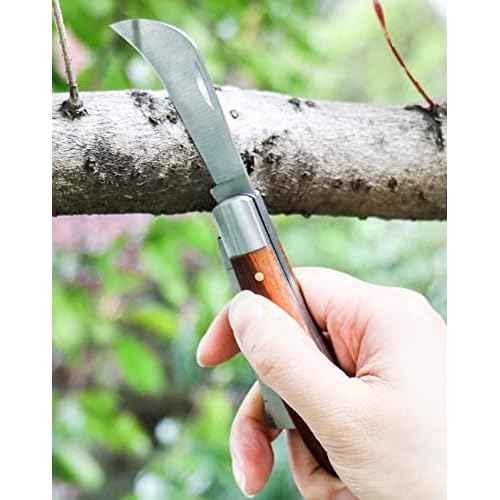 QWORK Grafting Gardening Knife, Flexible Grafting Kit, Double-Blade Garden Knife for Budding Pruning, with 2 Plants Repair Tapes for Floral Fruit Tree