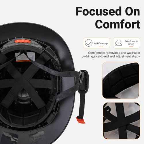 Full Brim Hard Hat Construction OSHA Approved Vented Hard Hat Cascos De Construccion Adjustable Cool Vent Work Safety Helmet for Men and Women