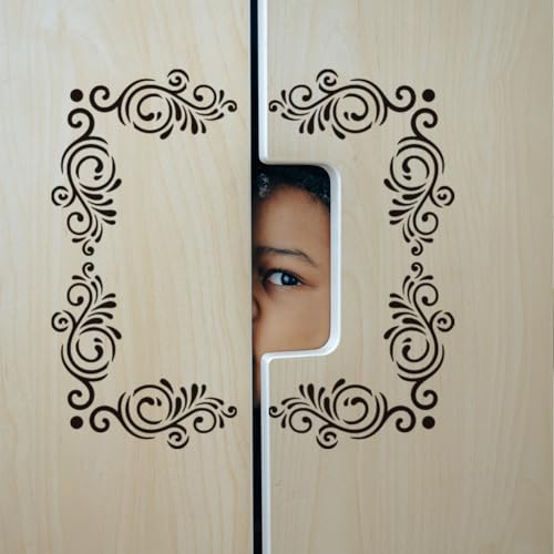 INFUNLY 4PCS Lace Corner Stencils for Painting - Reusable Flower Border Wall Stencil, Large Pattern Tile Stencil for Floor/Furniture/Glass/Wood - Home Decoration