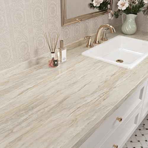 Wallercity Light Wood Oak Contact Paper for Counter Tops Beige Wood Grain Self Adhesive Wallpaper for Bathroom Peel and Stick Countertops Vinyl Wrap Kitchen Wall Paper for Cabinets Table 15.8''x78.7''