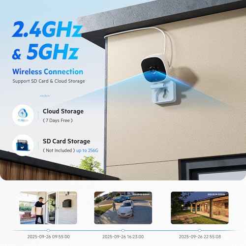 3MP 2K Window Camera, 120¡Æ View Angle Window Camera, 2.4GHZ & 5GHZ WiFi Indoor Window Security Camera with Angled Window Mount, Person & Motion Detection, 24/7 Recording, Quick Install