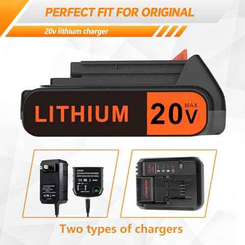 20 Volt MAX 2.0AH Lithium-Ion Battery Replacement for Black+Decker 20V Battery£¬Compatible with All Power 20V Black and Decker Power+ Tools