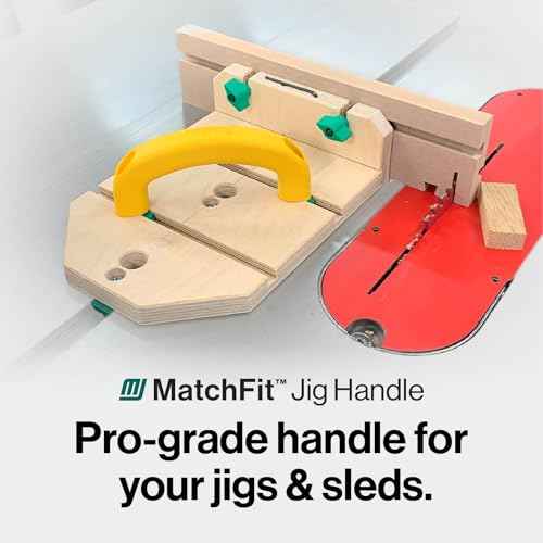 MICROJIG Zeroplay 360 Sled Kit and Matchfit Jig Handle for Table Saw Sleds, Miter Slot, Includes Project Plans and Drill Template for Mounting