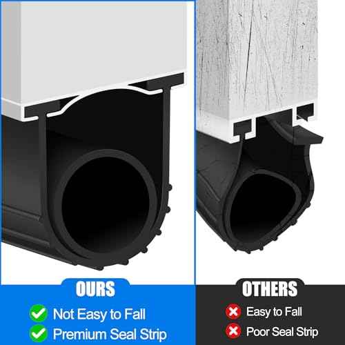 ToLanbbt Garage Door Bottom Rubber Seals, 16.4 FT Pre-drilled Aluminum Track Retainer Kit, Garage Door Weather Stripping Kit Universal U+O Ring Weatherproof Rubber Bottom Strip (1.57" Width, Black)