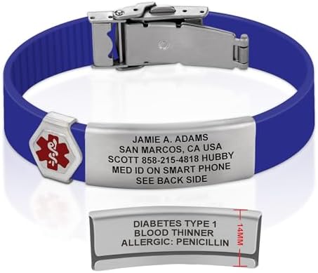 Divoti Custom Engraved Medical Alert ID Bracelet – Dual-Sided Laser Etching, Silicone Wristband, Stainless Steel Security Clasp – Adjustable & Trim-to-Fit – Emergency Medical Info Band for Men & Women