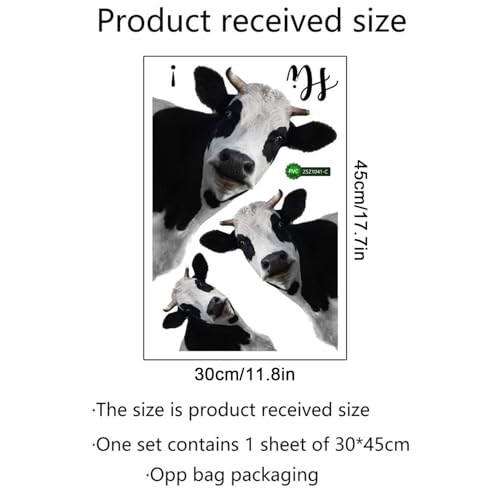 3D Funny Cow Wall Stickers & Murals Removable Cow Head Wall Decals Peel and Stick Vinyl Farm Animal Classroom Window Decor for Kitchen Kids Room Playroom Car Door Home Wallpaper