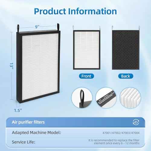 2 Pack Replacement Filter Compatible with NUWAVE OxyPure 47001, 47002, 47003, 47004, 47005, and 47006 Air Purifier,H13 True HEPA and Activated Carbon