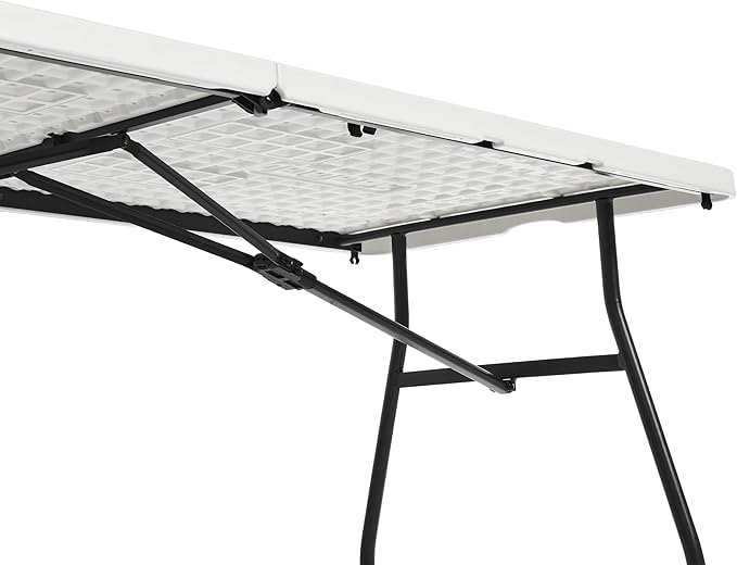 6ft Portable Folding Table Heavy Duty – White Plastic Picnic Party Table with Handle for Camping, Backyard BBQ, Vendor Events, Christmas Use