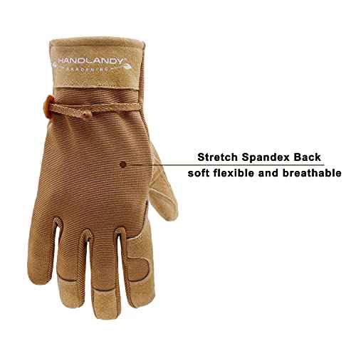 HLDD HANDLANDY Work Gloves for Women and Ladies, Leather Gardening Gloves Flexible Mechanic Working Gloves
