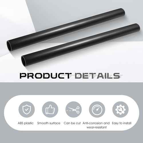 Landical 2 Pcs 1.5 Inch x 2 ft Black ABS Pipe DWV Drain Pipe Plastic Fittings for Drain Waste and Vent