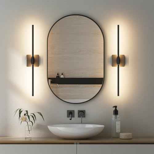 28In Black Vanity Light Modern LED Bathroom Light Fixtures Over Mirror 3000K 360¡Æ Rotatable Bathroom Sconce for Living Room