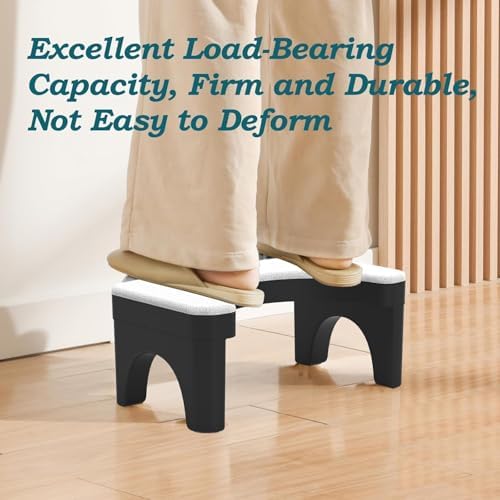 Toilet Stool Squat for Adult, Non-Slip Simple Toilet Stool White, 7 Inch Step Assistance Step, Detachable Faux Leather Texture Potty Stool Suitable for Shower, Study, Living Room（No Leather）