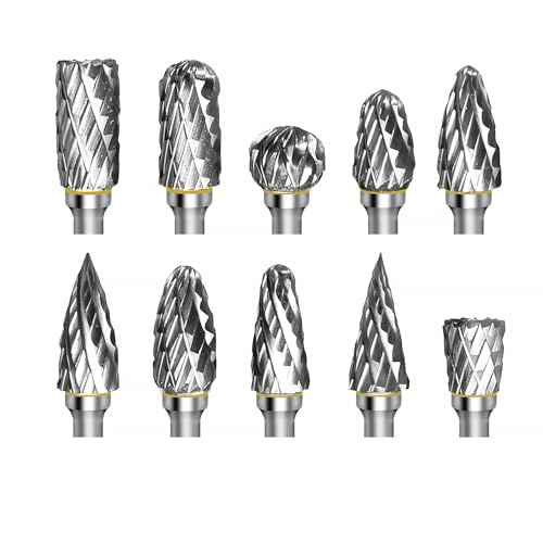 10 Pcs Carbide Burr Bits 1/8" Shank Compatible with Dremel Milwaukee Metal Grinding Wood Stone Steel Carving Cutting Engraving Grinder Kit Attachment Rotary Tool Accessories Set Harder Than Diamond