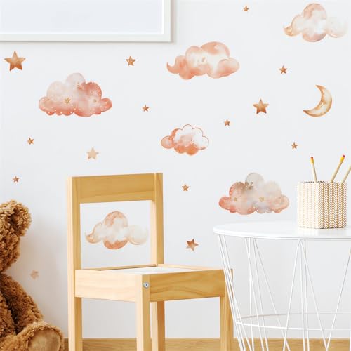 Dreamy Clouds Stars Moon Wall Stickers, sacinora DIY Art Wall Decals Removable Vinyl Peel and Stick for Kids Baby Nursery Living Room Bedroom Children's Room Playroom Home Decorations