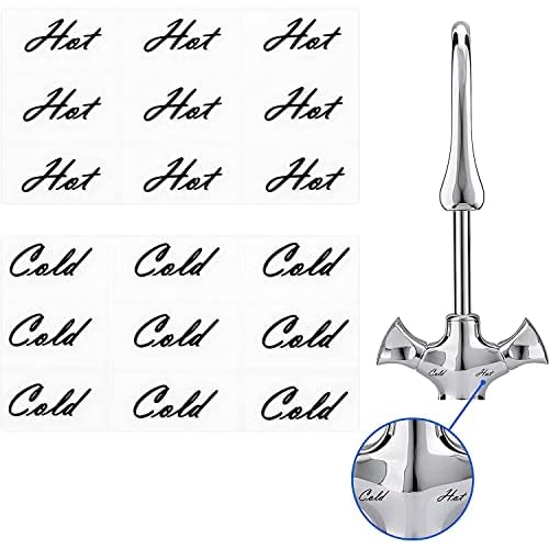 18pcs Faucet Stickers, Hot and Cold Water Stickers - Kitchen Faucet Stickers - Black Vinyl Tap Faucet Transfer Stickers for Bathroom (H & C - Black)