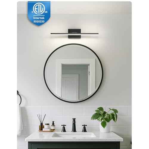NIORSUN 24 Inch Modern Bathroom Light Fixture, 14W 5CCT Dimmable LED Black Bathroom Vanity Lights Over Mirror, Vanity Lights for Bathrooms Restroom Mirror- ETL Certified