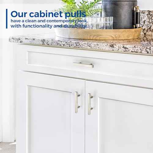 JOY DECOR 30 Pack 3 Inch Brushed Nickel Square Cabinet Handles Stainless Steel Cabinet Hardware Pulls for Kitchen and Drawers with 5 Inch Overall Length