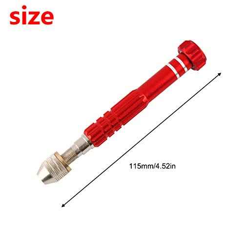 Larcele Precision Pin Vise Hand Drill, Keyless Mini Adaptor Chuck, 3 Jaw Chuck, for Micro Drill Bits 0" to 1/8" SDZKQ-02 (Red)