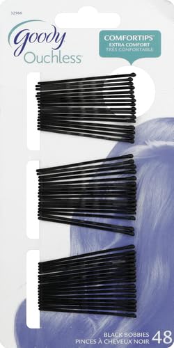 Goody Slideproof Women's Bobby Pin - 48 Count, Crimpled Black - 2 Inch Pain-Free Pins to Style and Secure All Hair Types