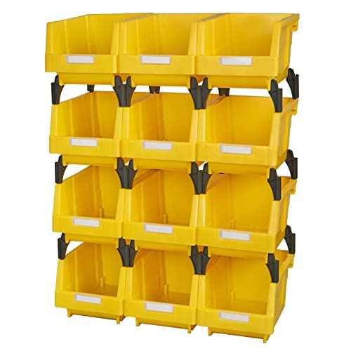 Hardware Storage Bins for Garage&tool room(Yellow,pack of 12)